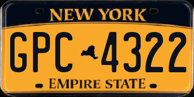 NY license plate GPC4322