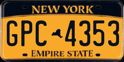 NY license plate GPC4353