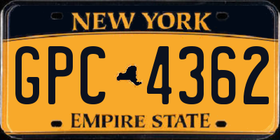 NY license plate GPC4362