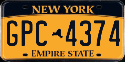 NY license plate GPC4374