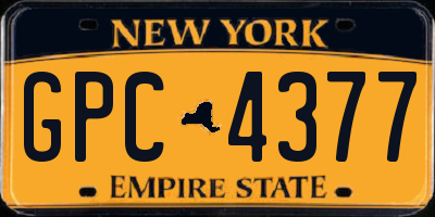 NY license plate GPC4377