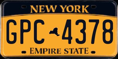 NY license plate GPC4378