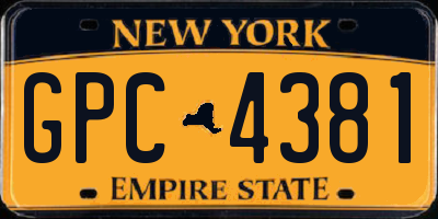 NY license plate GPC4381