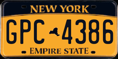 NY license plate GPC4386