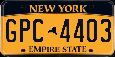 NY license plate GPC4403