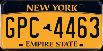NY license plate GPC4463