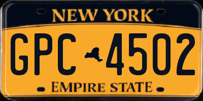 NY license plate GPC4502