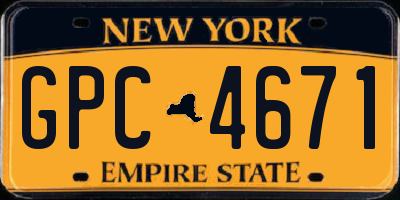 NY license plate GPC4671