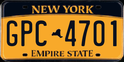 NY license plate GPC4701