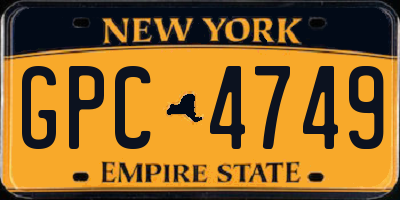 NY license plate GPC4749