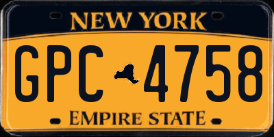 NY license plate GPC4758