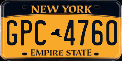 NY license plate GPC4760