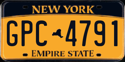 NY license plate GPC4791