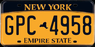 NY license plate GPC4958