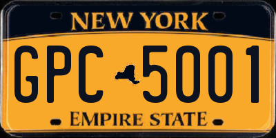 NY license plate GPC5001