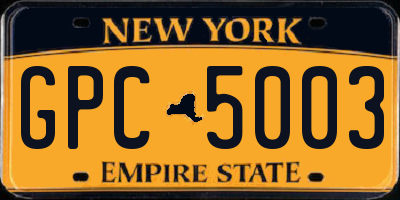 NY license plate GPC5003