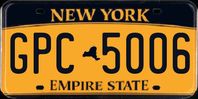 NY license plate GPC5006