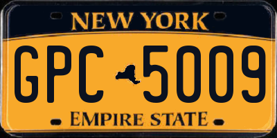 NY license plate GPC5009
