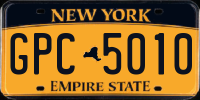 NY license plate GPC5010