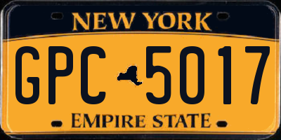 NY license plate GPC5017