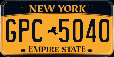 NY license plate GPC5040