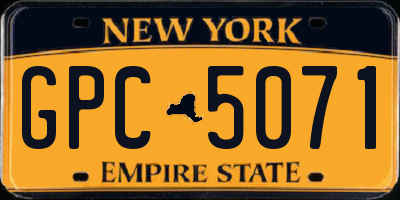 NY license plate GPC5071