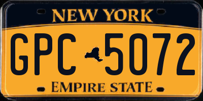 NY license plate GPC5072