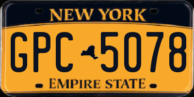 NY license plate GPC5078