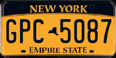 NY license plate GPC5087