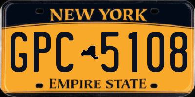 NY license plate GPC5108