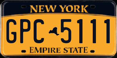 NY license plate GPC5111