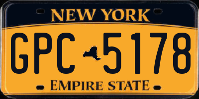 NY license plate GPC5178