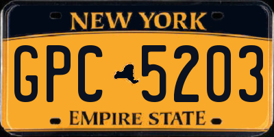 NY license plate GPC5203