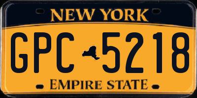 NY license plate GPC5218