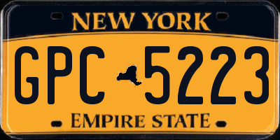 NY license plate GPC5223