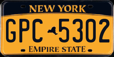 NY license plate GPC5302