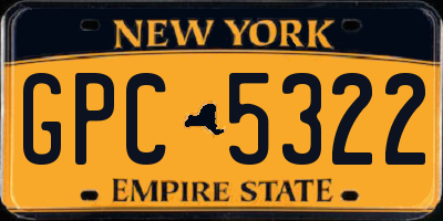 NY license plate GPC5322
