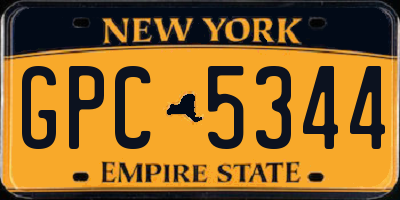 NY license plate GPC5344