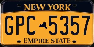 NY license plate GPC5357