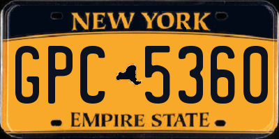 NY license plate GPC5360