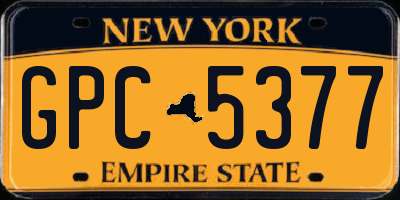 NY license plate GPC5377