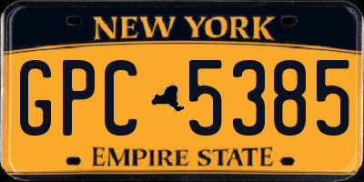 NY license plate GPC5385