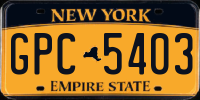NY license plate GPC5403