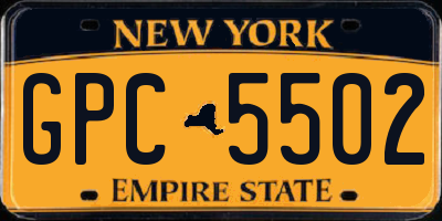 NY license plate GPC5502