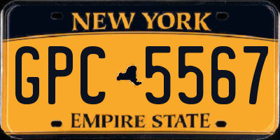 NY license plate GPC5567