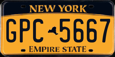 NY license plate GPC5667
