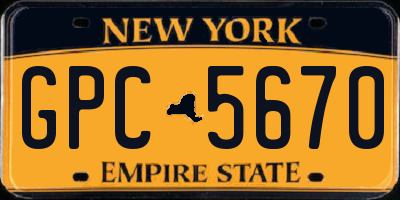 NY license plate GPC5670