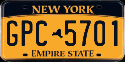 NY license plate GPC5701