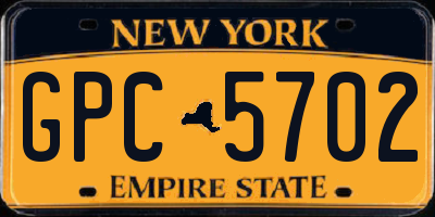 NY license plate GPC5702