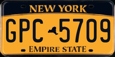 NY license plate GPC5709